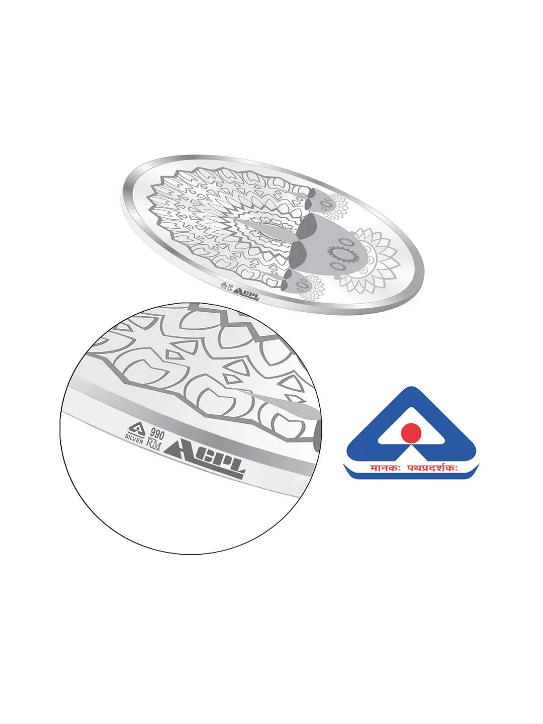 BIS Hallmarked Diya Spreading Light 999 Pure Silver Coin