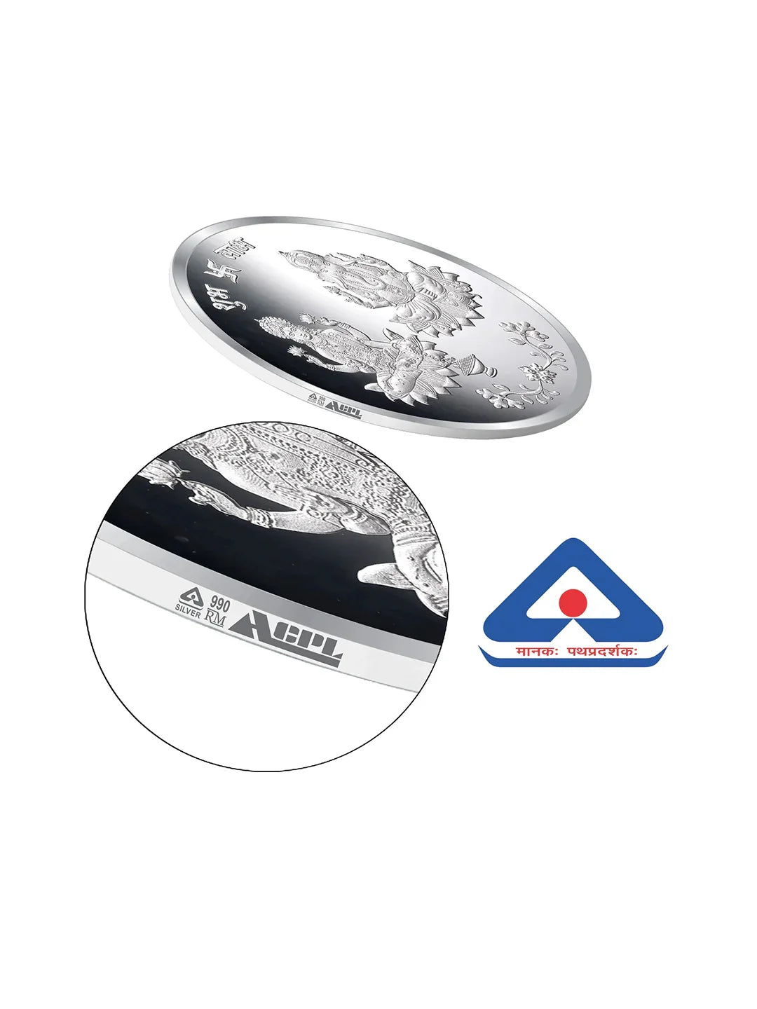 BIS Hallmarked Shree Laxmi & Lord Ganesha 999 Pure Silver Coin