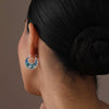 925 Sterling Silver Abalone Shell Gemstone Bali Dangling Hoop Earrings for Women
