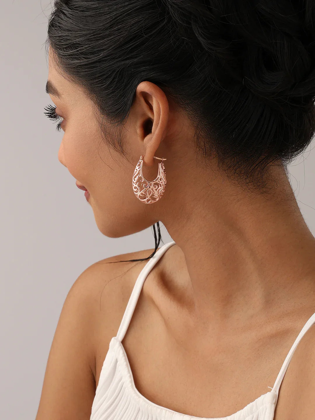 Rose Gold Click Hoop Earrings
