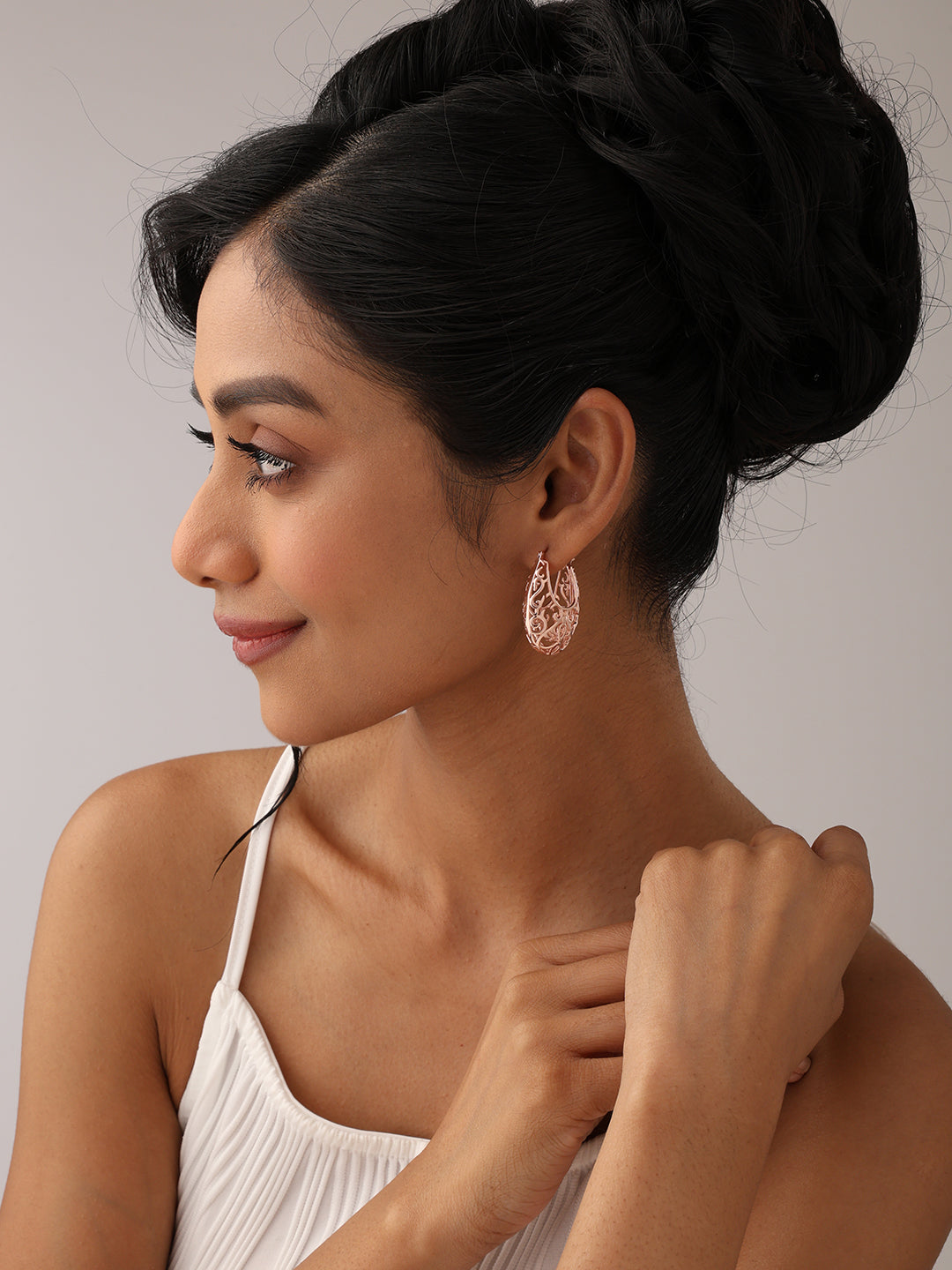Rose Gold Click Hoop Earrings
