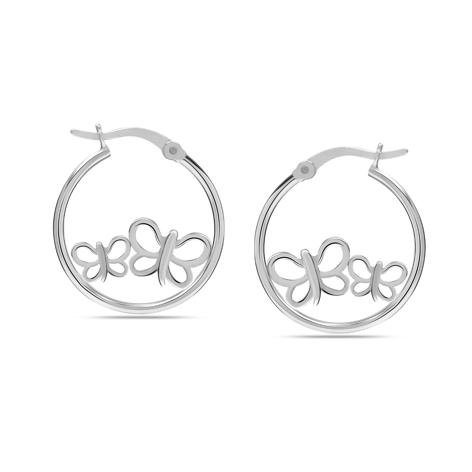 925 Sterling Silver Butterfly Hoop Earrings for Women 22 MM