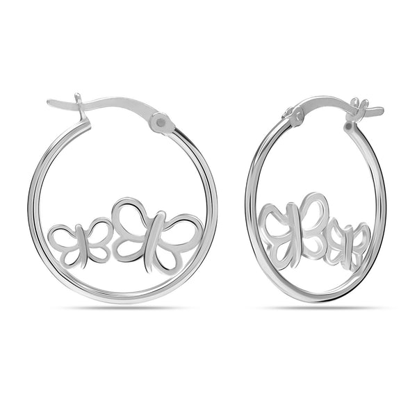 925 Sterling Silver Butterfly Hoop Earrings for Women 22 MM