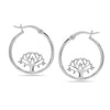 925 Sterling Silver Tree Of Life Hoop Earrings for Women