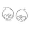 925 Sterling Silver Two Heart Hoop Earrings for Teen Women