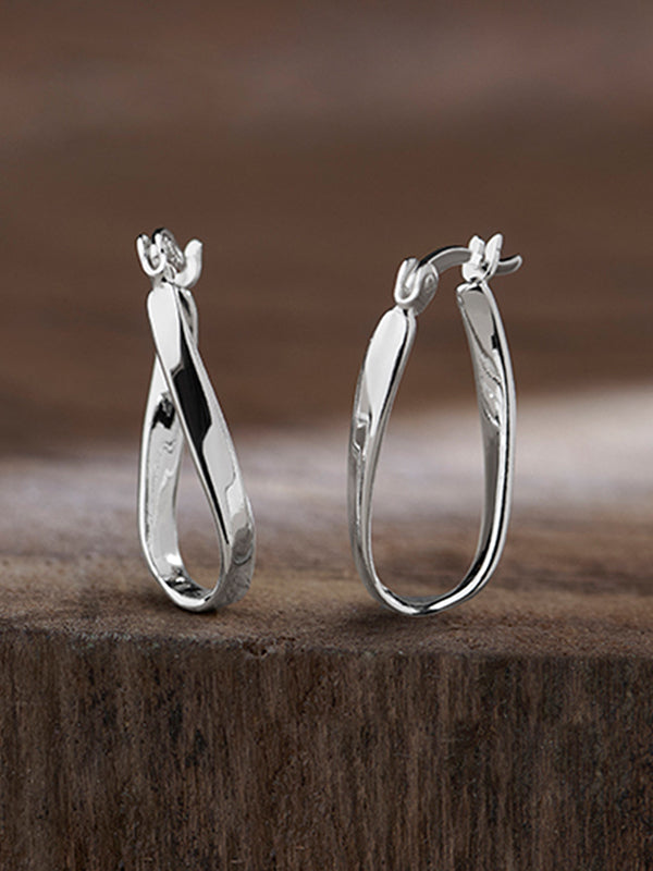 Silver Selene Wavy Hoops