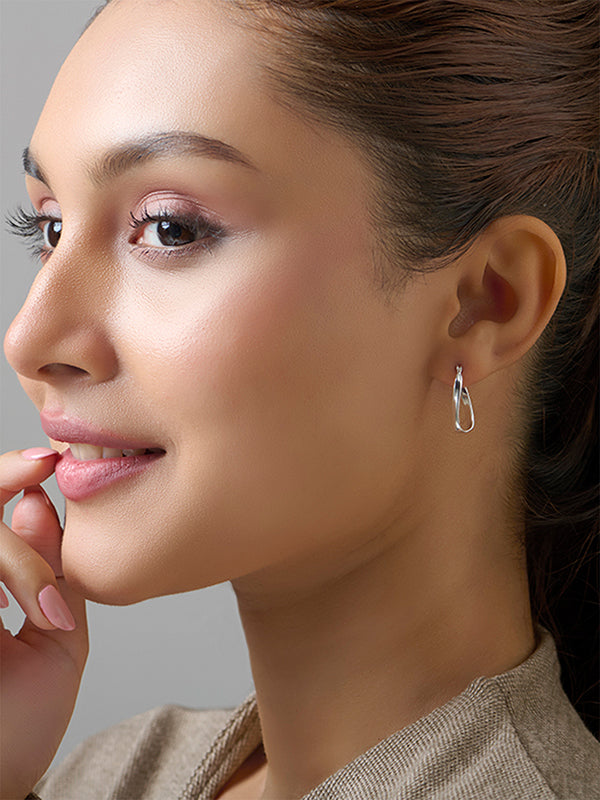 Silver Selene Wavy Hoops