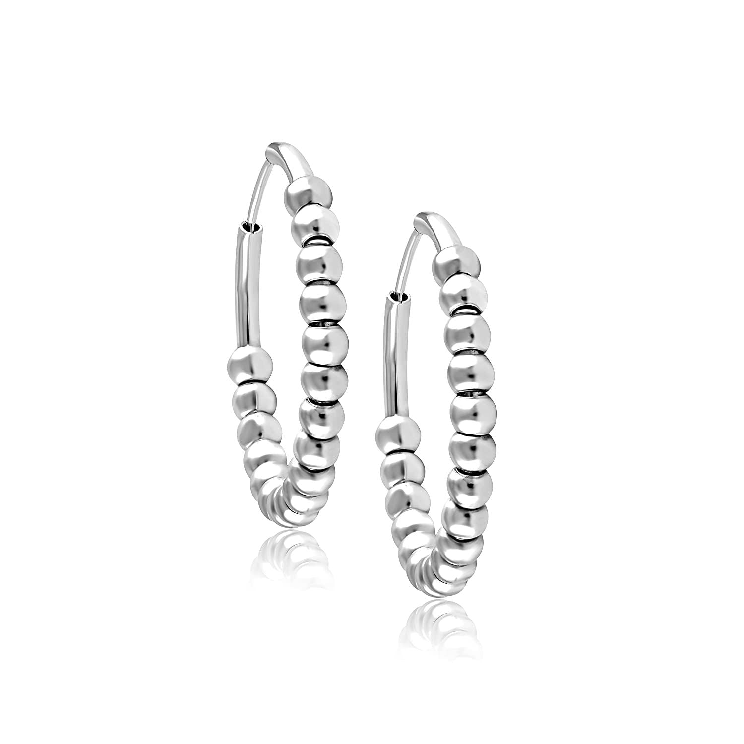 925 Sterling Silver Round Hoop Multi Balls Earrings for Teen Women