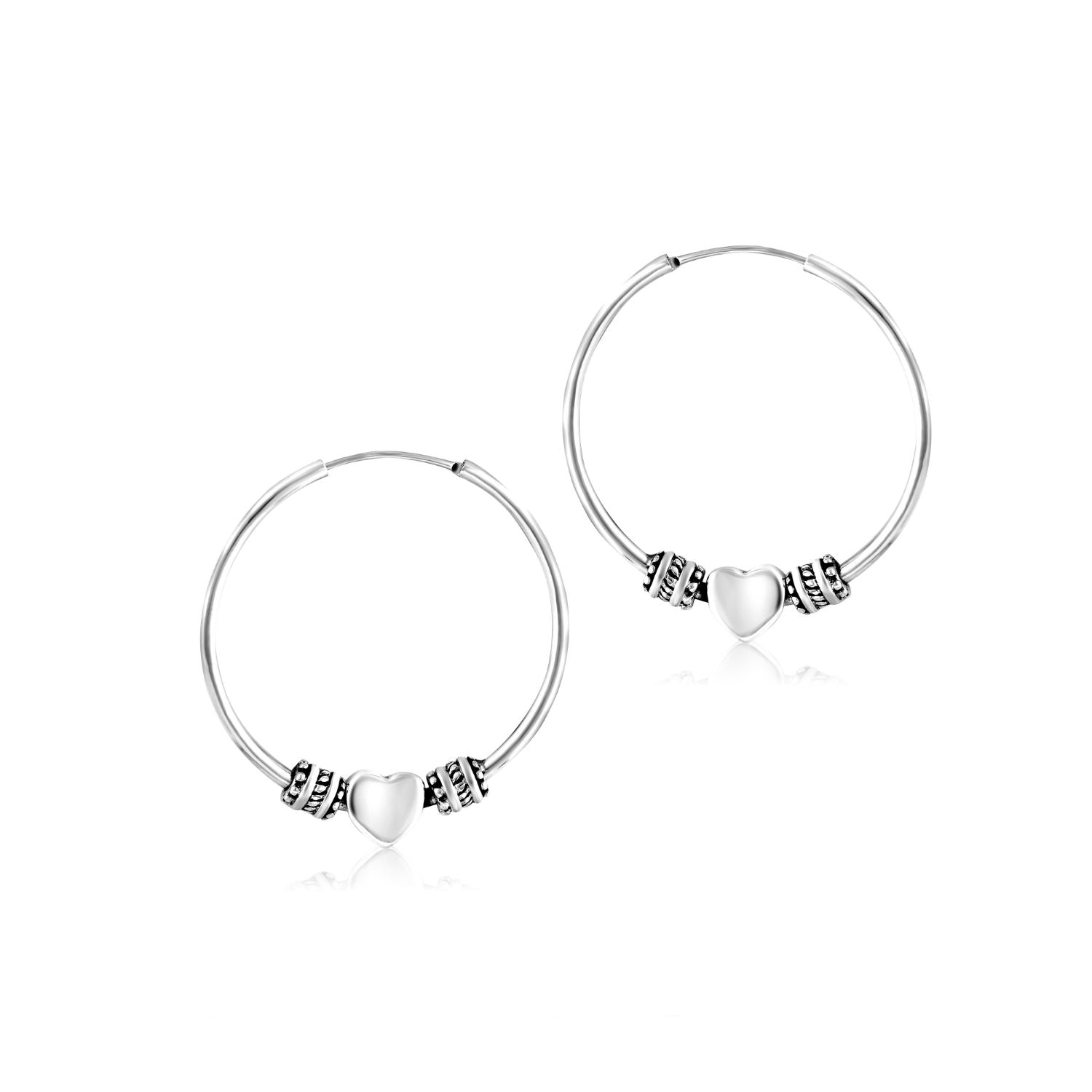 925 Sterling Silver Hinge Hoop Heart Earrings for Teen Women