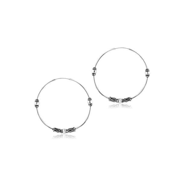 925 Sterling Silver Design Hoop Earrings for Teen Women