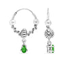 925 Sterling Silver Oxidized Zircon Bali Hoop Earrings for Women and Girls