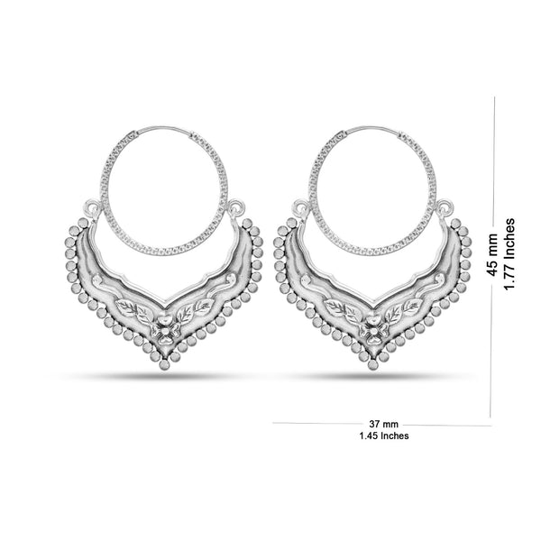 925 Sterling Silver Oxidized Hoop Earrings for Women