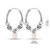 925 Sterling Silver Antique Hanging Pearl Bali Hoop Earrings for Women and Girls