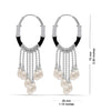 925 Sterling Silver Enamel Hanging Pearl Bali Hoop Earrings for Women and Girls