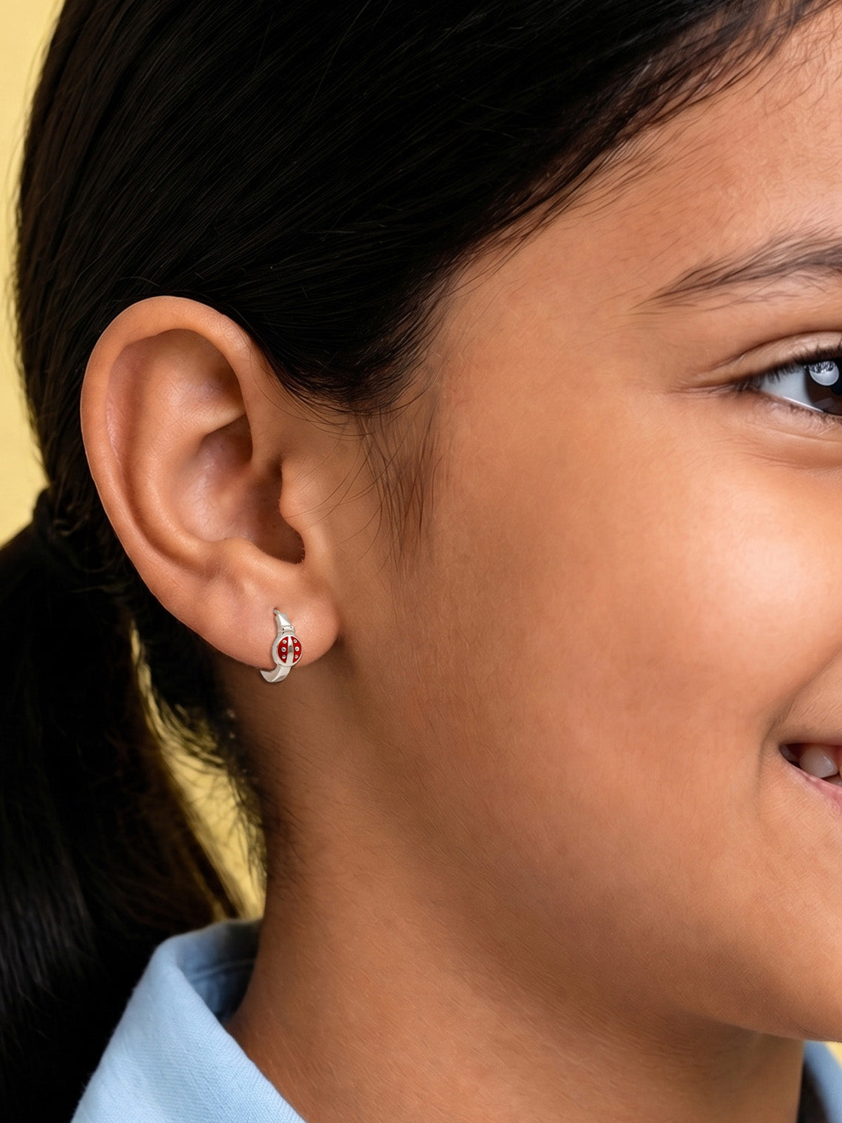 Ladybug Huggie Hoop Earrings