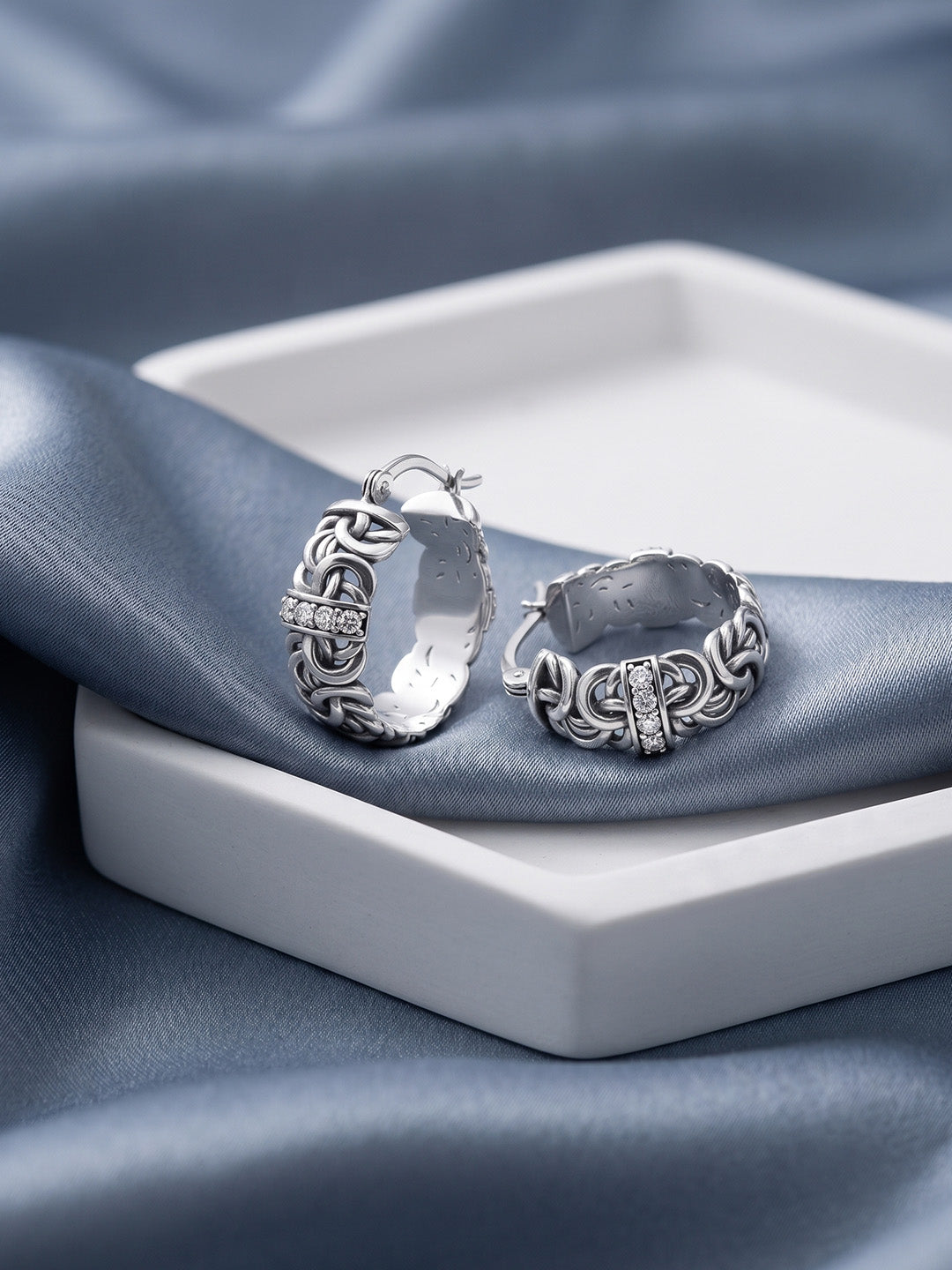Antique CZ Round Click-Top Hoops