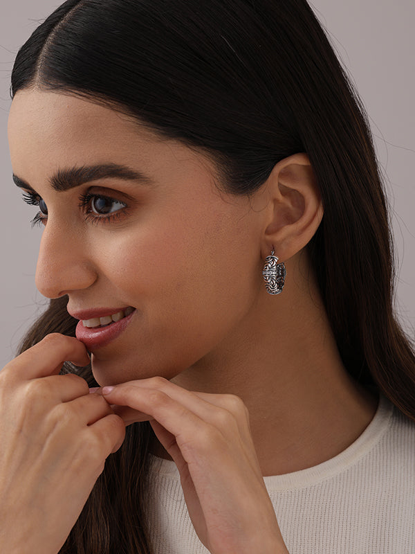 Antique CZ Round Click-Top Hoops 25mm