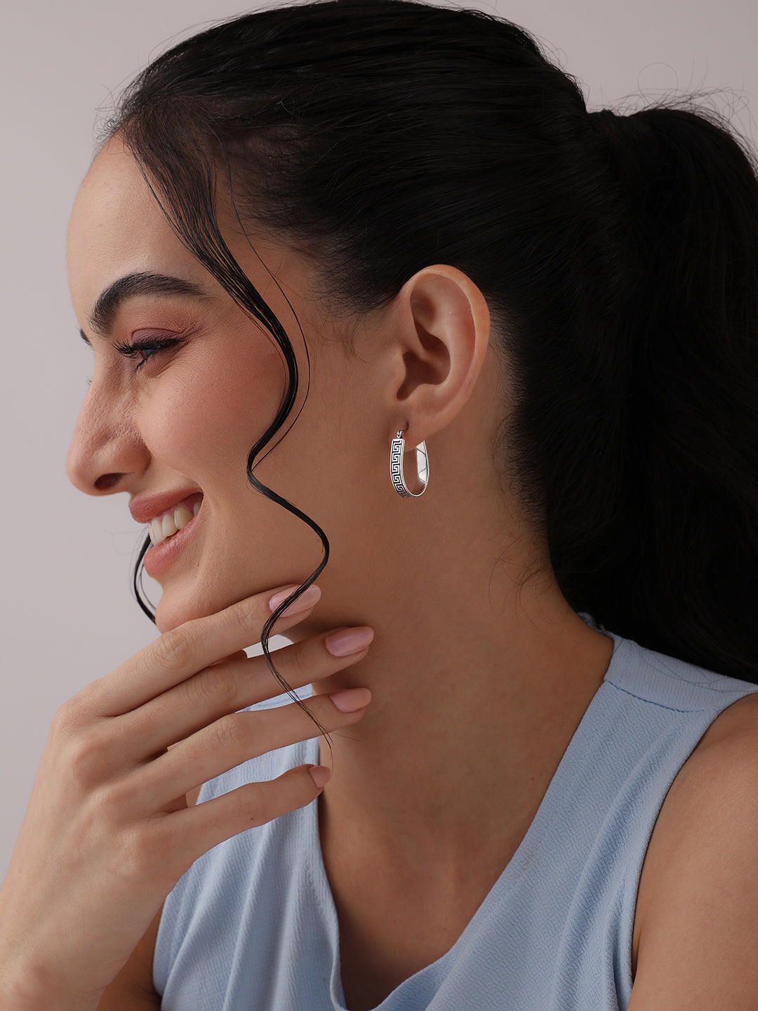 Antique Greek Key Oval Hoops