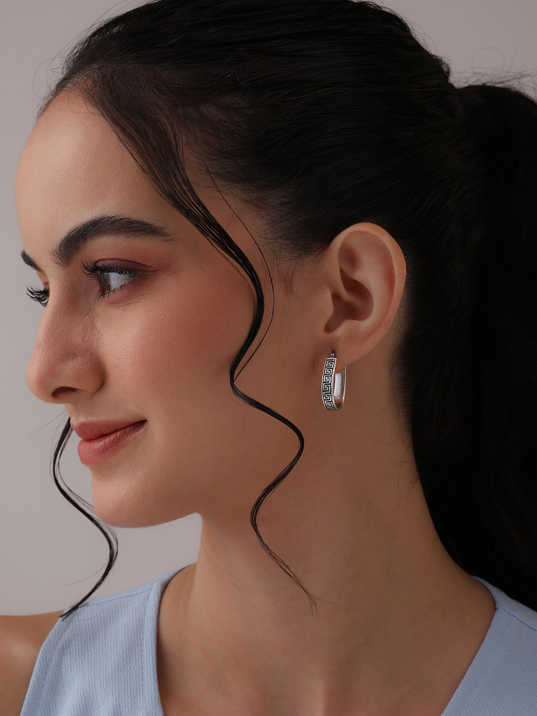Antique Greek Key Oval Hoops