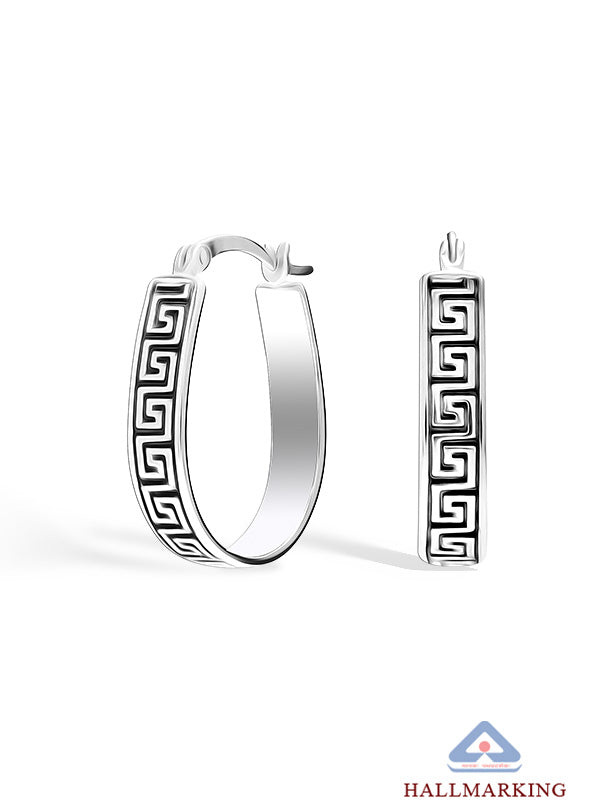 Antique Greek Key Oval Hoops