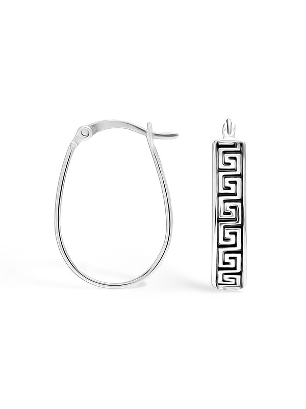Antique Greek Key Oval Hoops