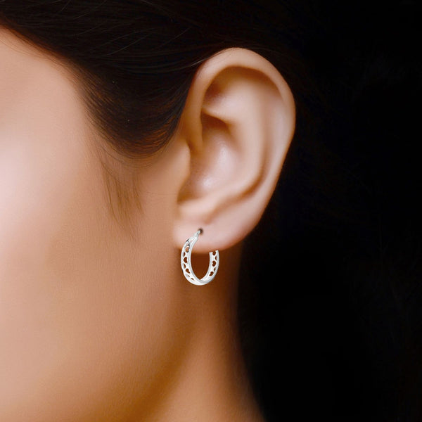 925 Sterling Silver Jewellery SMALL Heart Filigree Light-Weight Click-Top Hoop Earrings for Women Girls