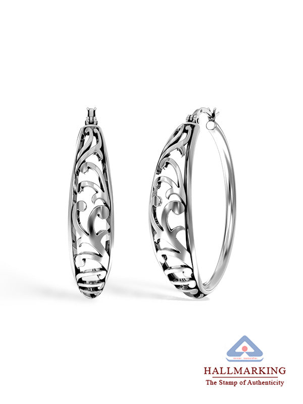 Antique Floral Filigree Round Hoops