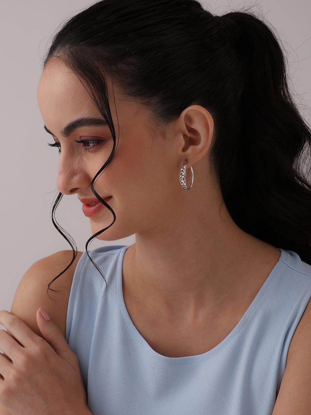 Antique Floral Filigree Round Hoops