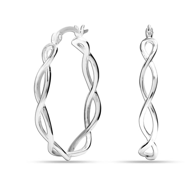 925 Sterling Silver Twist Irish Celtic Knot Click-Top Hoop Earrings for Women