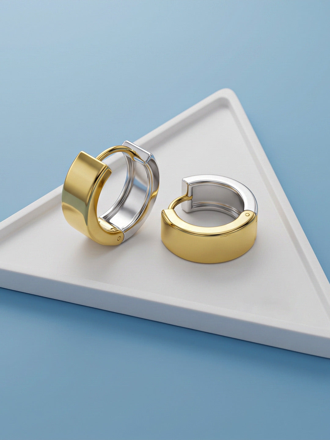 Two-Tone Reversible Huggie Hoops 11mm