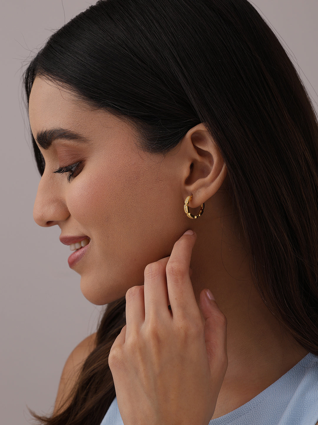 Seraphina Gold Micro Pave Huggie Hoops