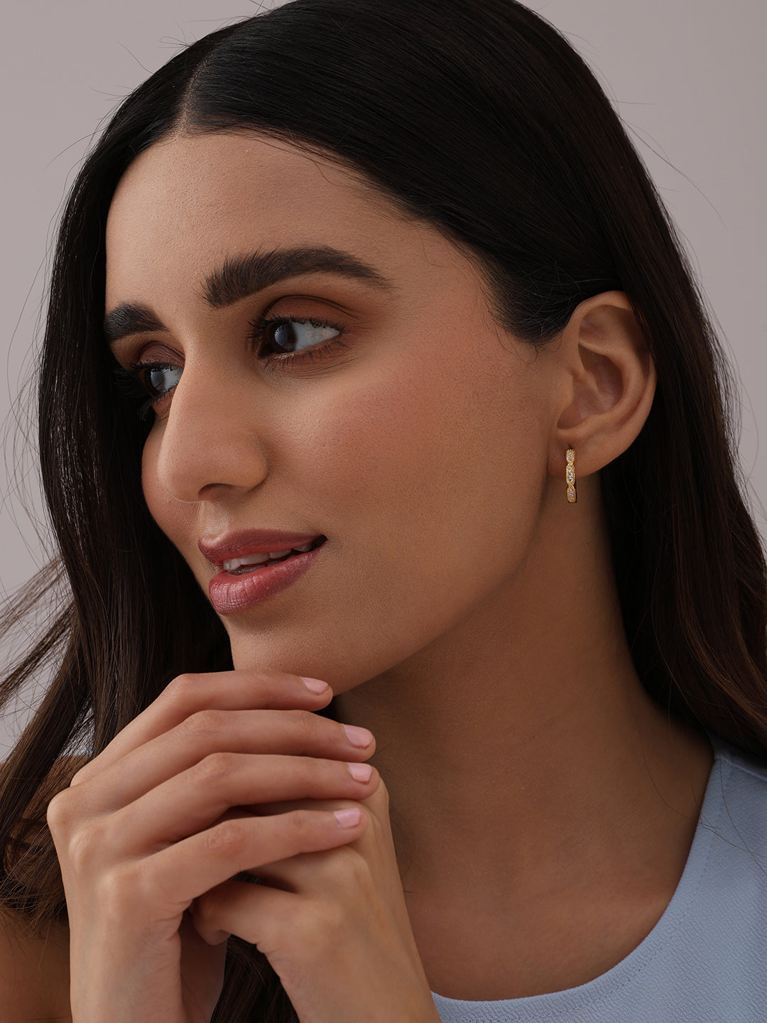 Seraphina Gold Micro Pave Huggie Hoops