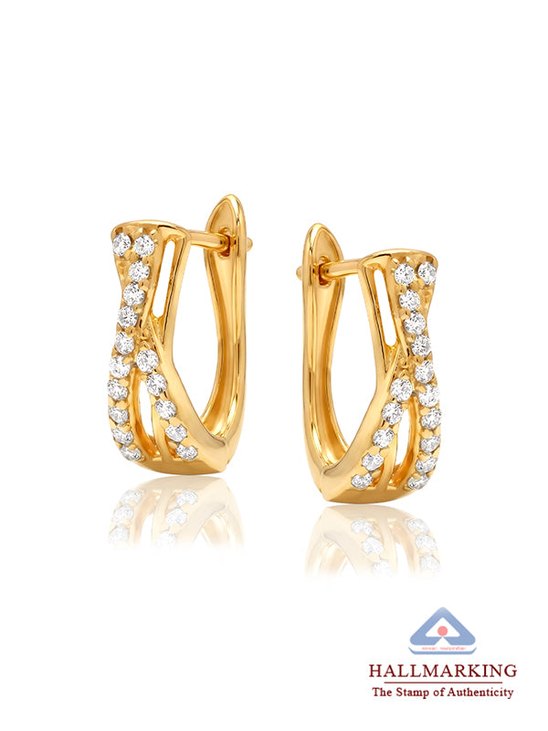 Seraphina Gold Criss Cross Pave Huggie Hoops