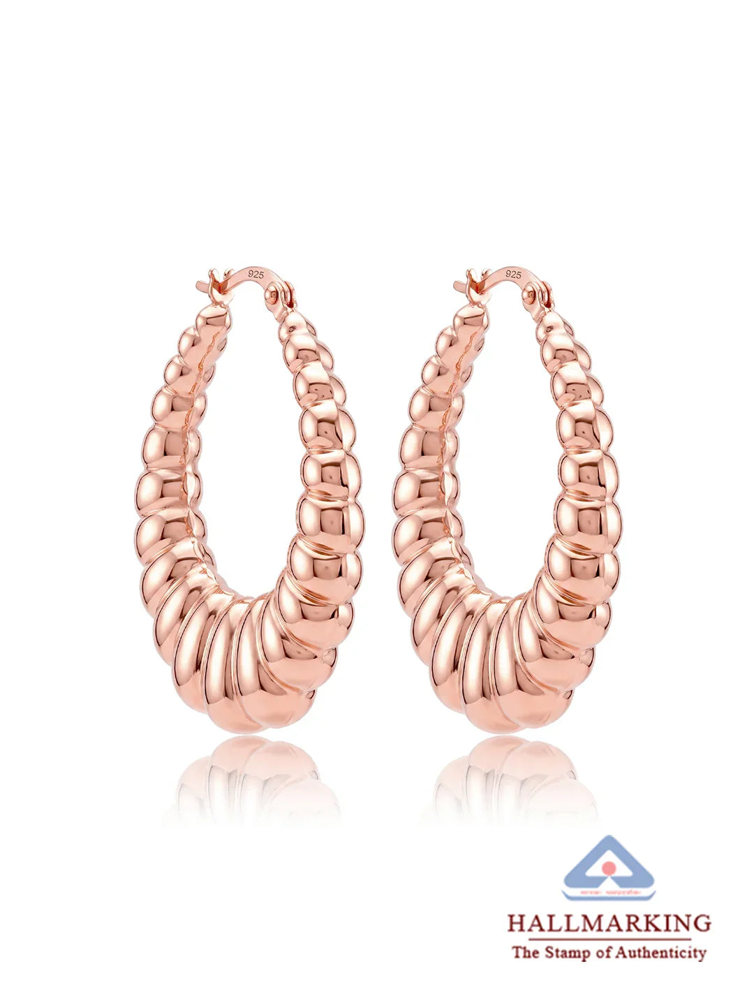 925 Sterling Silver Jewellery | 14K Rose-Gold Plated BellaShrimp Hoop Earrings | acpl-ecom.myshopify.com