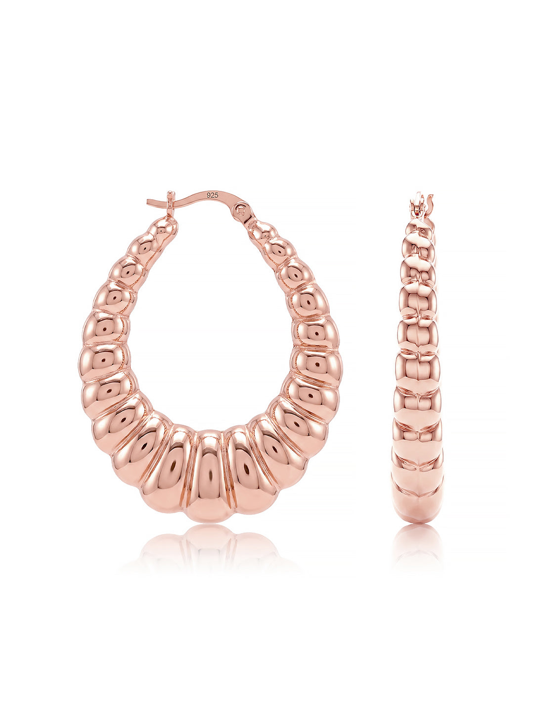 925 Sterling Silver Jewellery | 14K Rose-Gold Plated BellaShrimp Hoop Earrings | acpl-ecom.myshopify.com