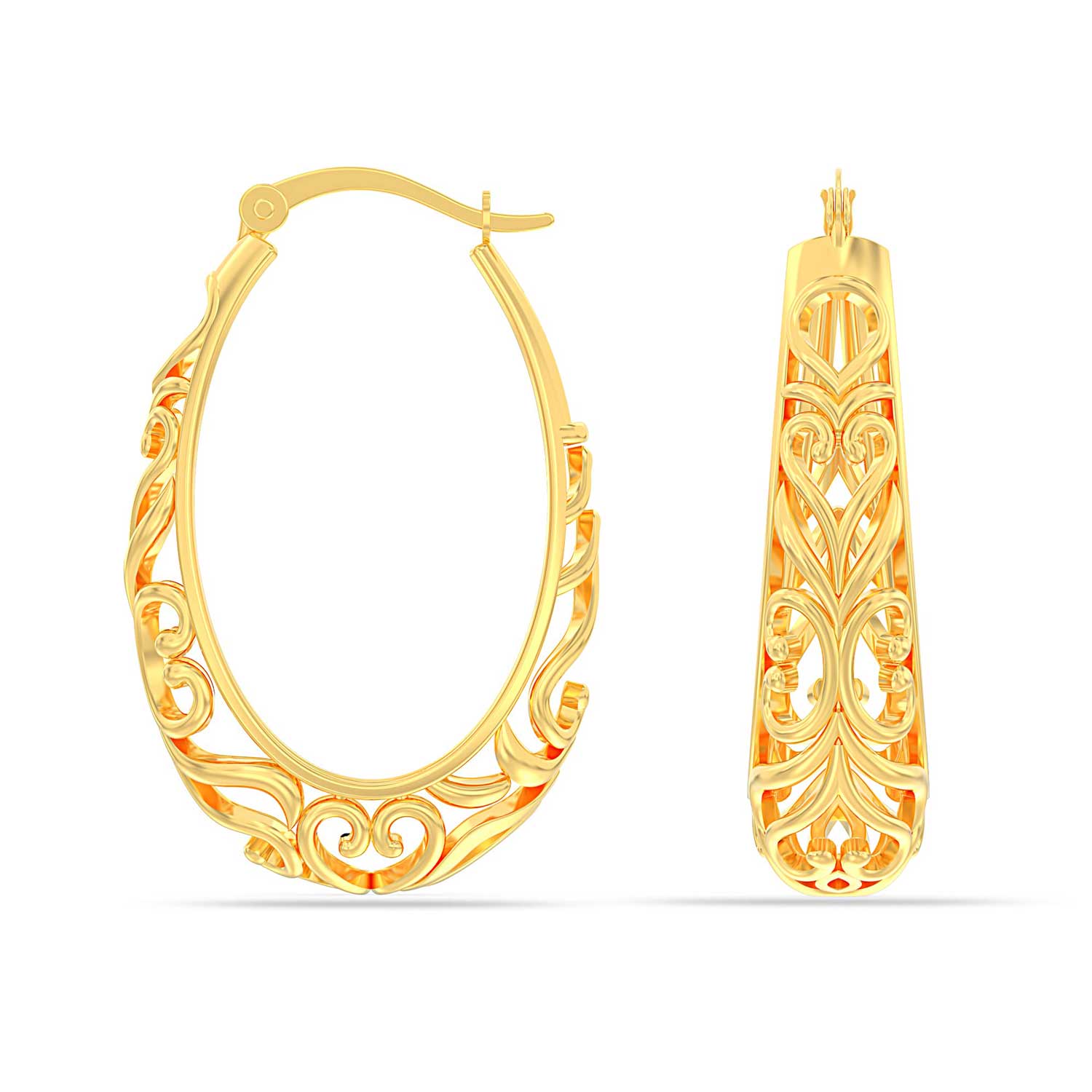 Oval Filigree Click-Top Hoops