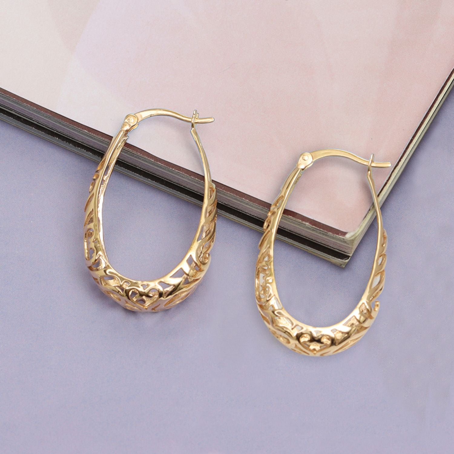 Oval Filigree Click-Top Hoops