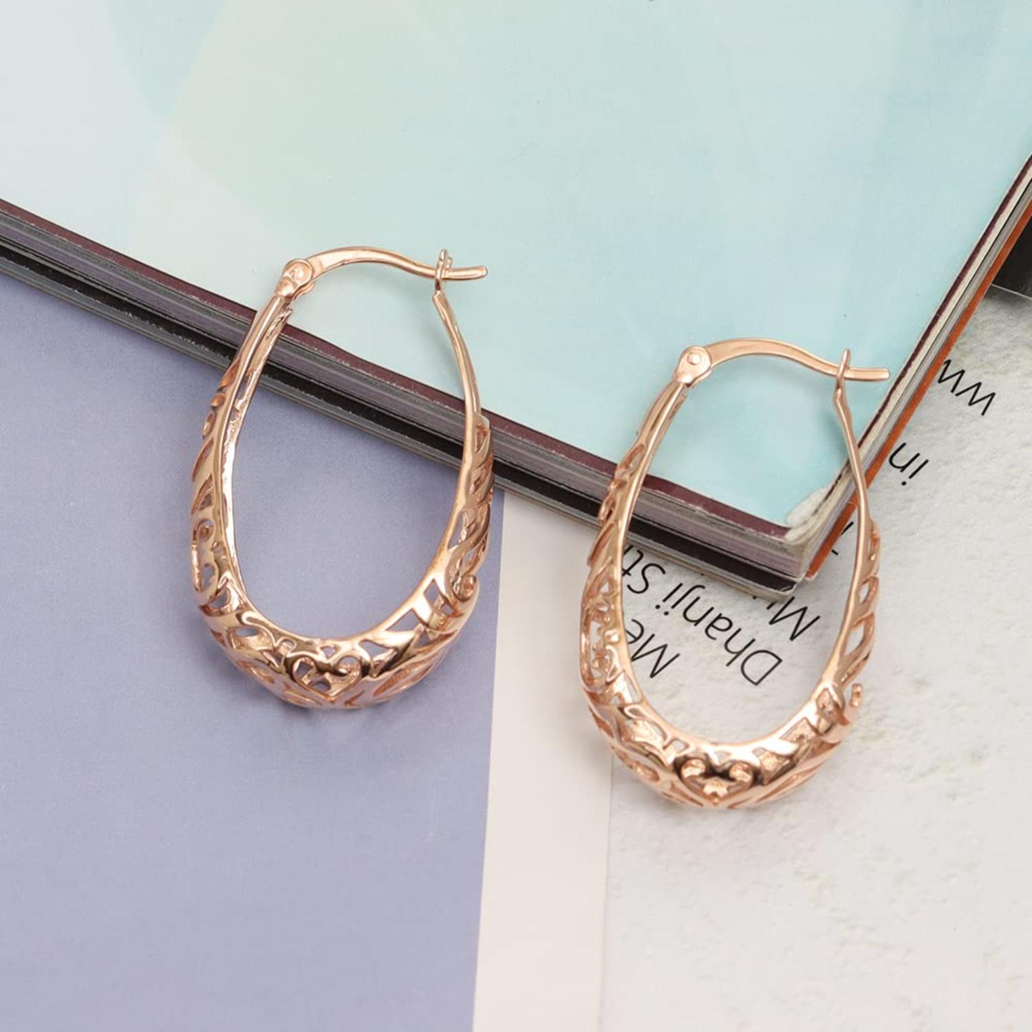 Oval Filigree Click-Top Hoops