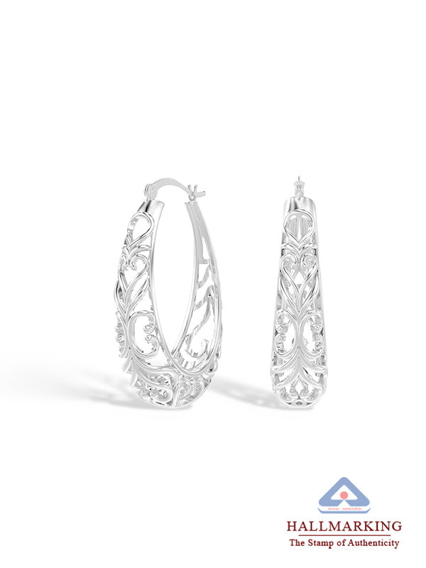 Oval Filigree Click-Top Hoops