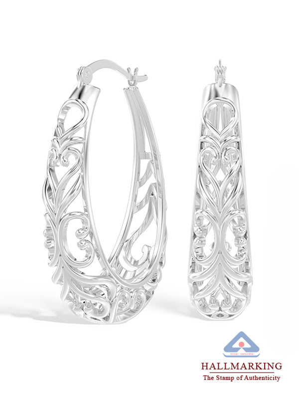 Oval Filigree Click-Top Hoops