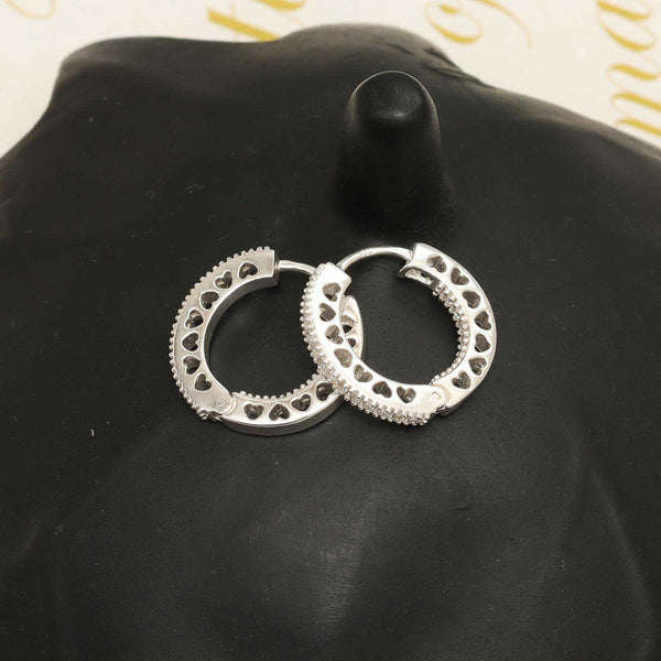 925 Sterling Silver Pave Heart Hoop Cubic Zirconia Huggie Hoop Earring for Women Teen