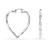925 Sterling Silver Rhodium-Plated Heart Bamboo Hoop Earrings for Women Teen
