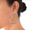 925 Sterling Silver Jewellery LARGE Oxidized Balinese Round Click-Top Hoop Earrings for Women 60MM