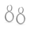 925 Sterling Silver Snake Pattern Charm Double Hoop Earrings for Women