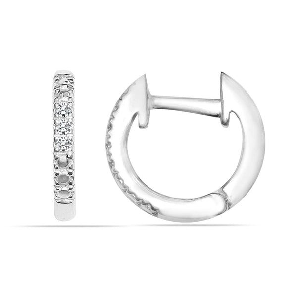925 Sterling Silver Small Diamond Accents Huggie Hoop Earrings for Women Girls