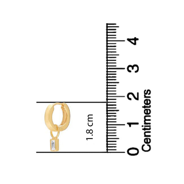 925 Sterling Silver 18K Gold-Plated Huggie Hoop Earrings and Rock Crystal Baguette for Teen Women