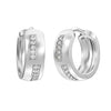 925 Sterling Silver Cubic Zirconia Small Round Pave Chunky Huggie Hoop Earrings for Women Teen