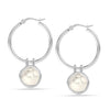 925 Sterling Silver Pearl Hoop Earrings for Women