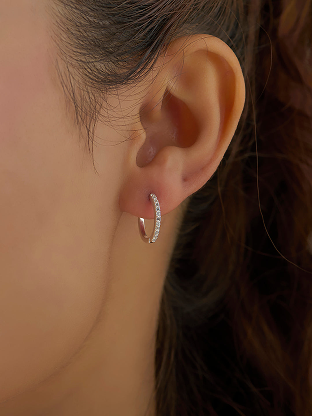 Aria CZ Mini Chunky Women's Huggie Earrings
