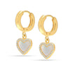 925 Sterling Silver 18K Gold-Plated Mothers of Pearl Heart Huggie Hoop Earrings for Women Teen